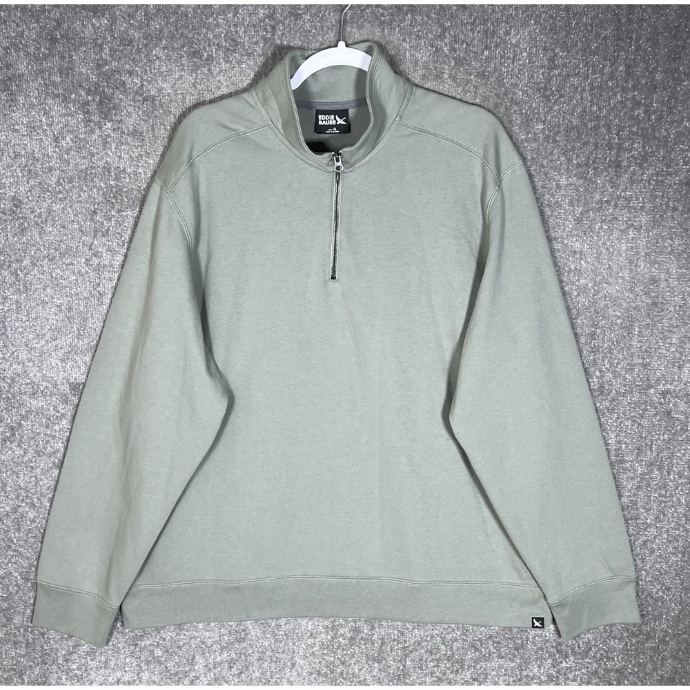 Eddie Bauer Long Sleeve Shirt Mens Size XL Green 1/4 Zip Pullover